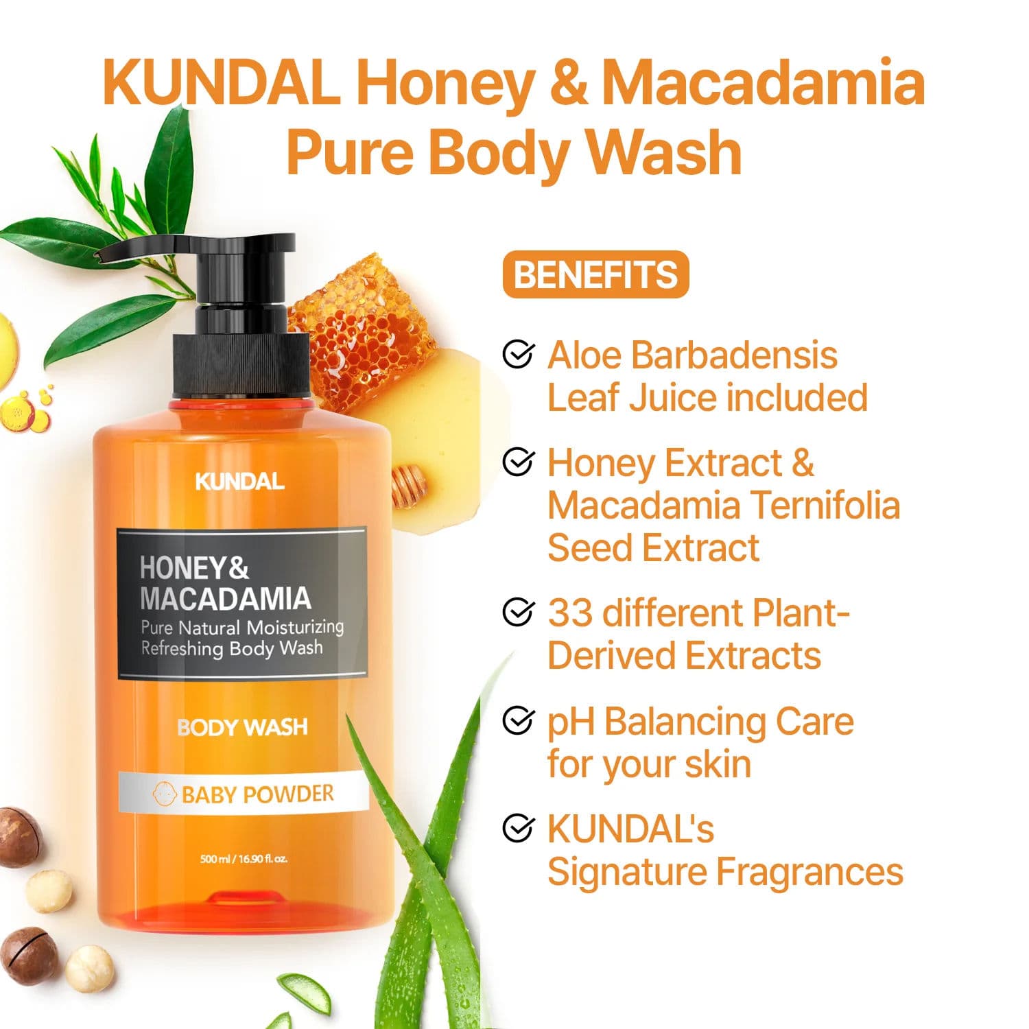Honey & Macadamia Pure Natural Moisturizing Refreshing Body Wash 3